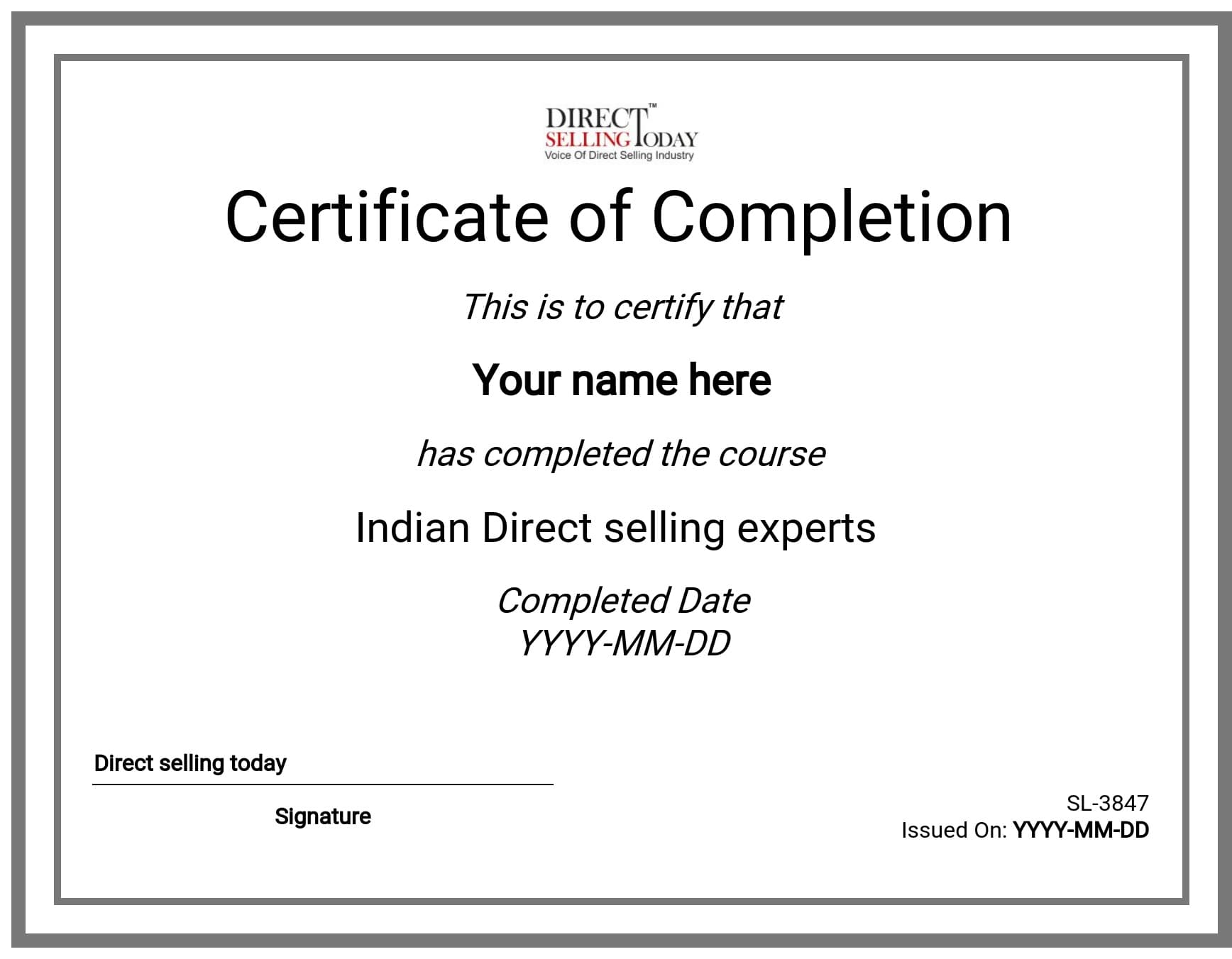 Course Certificate